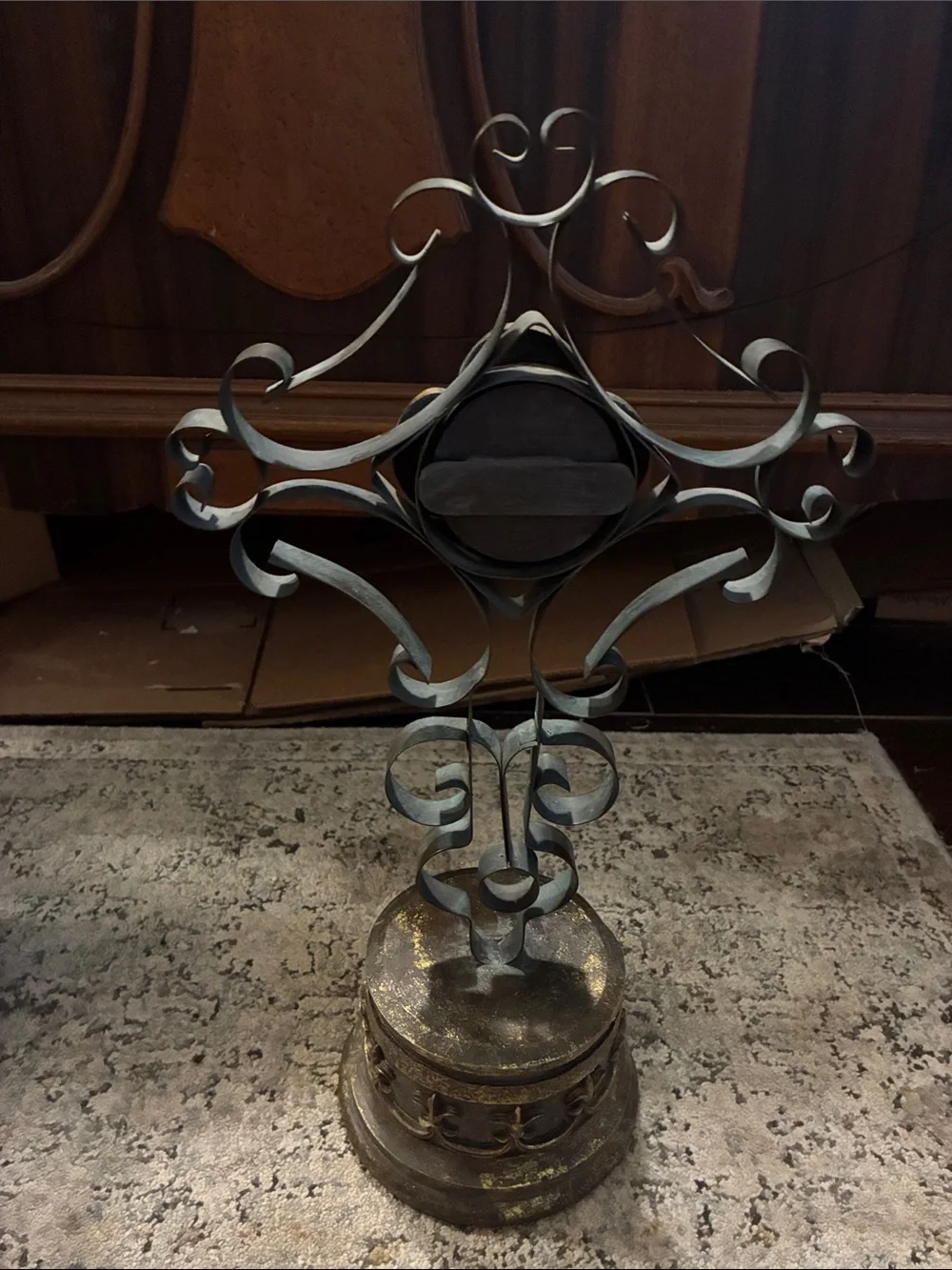 Ornate Metal/Resin Standing Cross with Gold Accents -Large